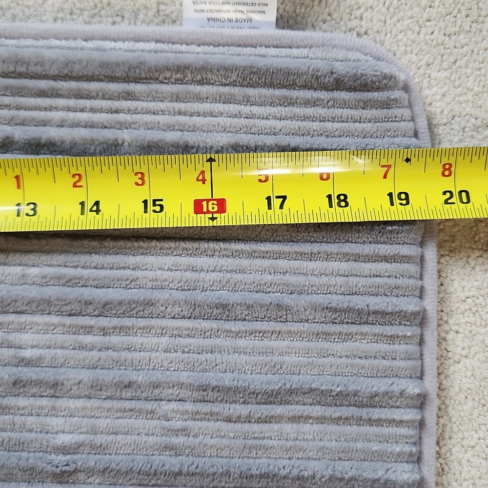 Striped Pattern Grey Soft Bathroom Rug - Picture 6 of 6